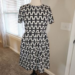 LuLaRoe Black and White Aztec Amelia Dress, Sz. 3XL